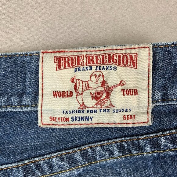 True Religion Mens Pants 31 Blue Denim Skinny Jeans Straight Leg Rigid 31x32 - Picture 13 of 13